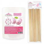 Pr&eacute;paration barbe &agrave; papa rose 160 g + 25 b&acirc;tonnets