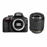 Nikon D3400 DSLR fotoaparatas + AF-S DX 18-105mm f/3.5-5.6G ED VR objektyvas juoda