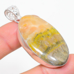 Bumble Bee Jasper Handmade 925 Sterling Silver Gift Pendant 1.81 h0f95