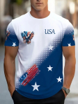 Nauji &bdquo;American Eagle Pattern 3D&ldquo; vyri&scaron;ki mar&scaron;kinėliai, vasariniai, greitai džiūstantys, laisvalaikio sportiniai, apvalios kaklo, trumpomis rankovėmis, ypač dideli vyri&scaron;ki drabužiai S