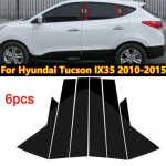 6 vnt Automobilių statramsčių stulpeliai Langų formavimo dangtelio apdailos dekoravimo lipdukai blizgūs juodi, skirti Hyundai IX35 2010&ndash;2015 m.