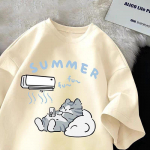 Vasariniai Nauji Vaiki&scaron;ki Vir&scaron;utiniai Drabužiai Laisvi Madingi Trumpomis Rankovėmis Drabužiai Vaikų Drabužiai Mergaičių Mar&scaron;kinėliai Trumpomis Rankovėmis 4T(110cm)