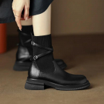 Nauji Moteri&scaron;ki Batai Platforminiai Batai Patogūs Pusiau Blauzdos Batai Stori Kulniukai Elastingos Kulk&scaron;nies Kojinės Vintažiniai Zapatos Para Mujeres 35 juoda