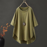 Oversized Round Neck T-Shirts for Women Spring Summer Cotton T-Shirts Solid Color Pullover Tees Loose Fit Tops XXL