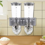 Sausų pusryčių dozatorius saldainių stiklainis daugiafunkcis 1,5 l kiekvienas virtuvės laikymo indas sieninis juoda