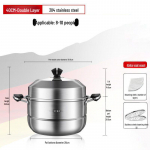 Didelis 304 nerūdijančio plieno 3 sluoksnių garintuvas puodas indukcinėms ir dujinėms viryklėms