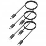 Kabeliai Olympus Mju Stylus 300/400 - Phonillico - 3 vnt. pakuotė - MINI USB/USB-C - 1 Metras - Juodas