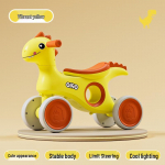 Vaiki&scaron;kas dinozauro balansinis dviratis: 4 ratų paspirtukas 1&ndash;6 metų vaikams, apsaugos nuo apvirtimo konstrukcija