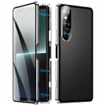 Skaidrus dėklas Sony Xperia 1 VI, grūdintas stiklas+metalas+PC nugarėlė, magnetinis telefono dangtelis Black
