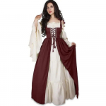 LYRIA Moteri&scaron;kas viduramžių renesanso kostiumas Cosplay vir&scaron;utinis kostiumas Suknelė Liemenė Viktorijos princesės Steam Punk dirželiai Didelis dydis 5XL vyno raudonos spalvos