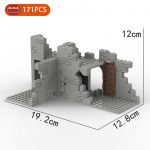 MOC Dalys Karinis Mū&scaron;io laukas II Pasaulinis karas Griuvėsiai Ginklai Tvirtovė Bunkerio Modelis Statybiniai blokeliai Armijos Architektūros Kaladėlės Žaislas Vaikui Dovana
