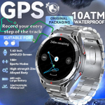 2025 Naujas Premium GPS I&scaron;manusis Laikrodis Ultra HD AMOLED Ekranas Integruotas GPS BT Skambinimas 10ATM Vandeniui atspari I&scaron;mani Apyrankė Steel belt sidabras