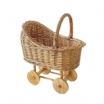 Gėlių krep&scaron;elis vežimėlio formos, pintas i&scaron; rotango, saldainių krep&scaron;elis su rankena, ne&scaron;iojamas, dekoratyvinis, kaimi&scaron;kas krep&scaron;elis su ratukais vestuvėms, kūdikio sutiktuvėms S