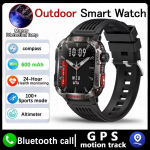 2025 Naujas Karinis GPS I&scaron;manusis Laikrodis Vyrams Žibintuvėlis Kompasas Vandeniui Atsparus Lauko Sporto Seklys Bluetooth Skambučiai I&scaron;manusis Laikrodis Green silicone belt