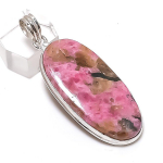 Natural Pink Thulite Gemstone 925 Sterling Silver Jewelry Pendant 2.36 r9j89