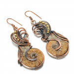 Amonito auskarai, auskarai apvynioti 999 varine viela, rankų darbo brangakmenių papuo&scaron;alai auskarai atmintinei dienai