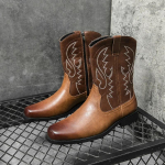 Nauji rudi vyri&scaron;ki kauboji&scaron;ki batai Juodi vyri&scaron;ki čiurnos batai su užtrauktuku Dydis 38-46 Zapatos Hombre 46 ruda