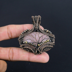 Rožinio kvarco papuo&scaron;alai, 999 varine viela apvyniotas pakabukas, rankų darbo papuo&scaron;alai i&scaron; brangakmenių, dovanos žmonai, visi&scaron;kai naujas pakabukas 2.55 Inches