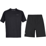 Under Armour Logotipo Spaudinys Laisvas Greitai Džiūstantis Trumpomis Rankovėmis &Scaron;ortai Atsitiktinis Sportinis Rinkinys Vyri&scaron;ki Rinkiniai Juodas 1326413-001+22500214-001 M