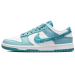 Nike Dunk Low ESS Mėlynas Paisley Drobės Odos Cashew Gėlės Neslystantys Dėvėjimui Atsparūs Žemi Skate Batai Moterims Balti ir Mėlyni DH4401-101 35.5