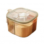 Virtuvės prieskonių indelis su &scaron;auk&scaron;telio lizdu, daugiasluoksnis druskos pipirų organizatorius, skaidri prieskonių dėžutė oranžinė