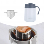 Insulated Pour over Coffee Maker Set 500ml Camp Carafe with Dripper for Hiking white no spoon