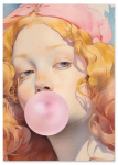 Plakat dziewczyna balon guma do żucia 30x40 cm