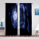 Galaxy Space Violetinė Fantazija Planetos Kalnas Skaidrios Užuolaidos Svetainei Miegamajam Namų Dekoravimui Langų Voilės Tiulio Užuolaida 1 PCS W100XH250cm&Grommet Top