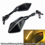 Universalus 10 mm motociklas su LED ap&scaron;vietimu galinio vaizdo veidrodėliu Galinio vaizdo veidrodžiai Korpusas &Scaron;oninis veidrodėlis, skirtas BMW R1200gs R1200GS 10mm Carbon