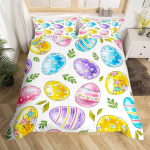Akvareliniai Velykų kiau&scaron;iniai Karali&scaron;ko dydžio patalynės komplektas Su Velykų tema Antklodės užvalkalas Mažyliams Vaivoryk&scaron;tės Velykų kiau&scaron;inis Poliesterinis antklodės užvalkalas EU Single(135*200cm)3pcs