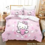 Mielas Hello Kitty Angelas Patalynės Komplektas Pagalvės Užvalkalas Japonų Anime Lovos Patalynė 3D Spausdintas Antklodės Užvalkalas Antklodės Užvalkalas Kūdikio Vaikų Vaiko Dovana 150*200cm 3pcs