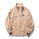 Vyri&scaron;kas japoni&scaron;ko stiliaus avikailio vilnos gobtuvas - Sherpa striukė su stovinčia apykakle rudeniui/žiemai, laisvalaikio ir universali. M beige