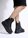 Shoetopia Moteri&scaron;ki trumpi batai su storu kulnu ir neslystančiu padu, patogūs madingi ankle boots | Mink&scaron;tas pamink&scaron;tintas padėklas | Kasdienai, vakarėliams ir žiemai EU41 : 24CM juoda