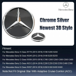 Skirta Mercedes Benz W176 W246 W205 W212 W207 W217 W251 W166 Sidabrinis ir Juodas Emblema Priekinės Grotelės Ap&scaron;viestas Logotipas Žvaigždės Ženklelis