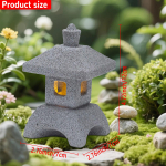 Japoni&scaron;ki žibintai Pagodų statulėlės LED &scaron;viesos Zen sodo aksesuarai namams Mini akvariumas žuvytėms Sodo akvariumas Bonsų dekoras