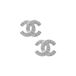 Chanel Classic Dvigubas C Deimantinis Metalinis Auskaras Moteri&scaron;ki auskarai Sidabrinis A88429S Box+Shopping Bag