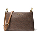 Michael Kors Mk Trisha serijos Klasikinis monogramos ra&scaron;to drobės rankinė per petį Vidutinė Moteri&scaron;kos rankinės Tamsiai ruda 35H1G9TC8B-BROWN Medium