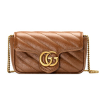 Gucci GG Marmont Mini Pečių Krep&scaron;ys Rudo Quilted Odos Auksinės Detalės Grandinėlė Crossbody Krep&scaron;ys Moterims Kasdieniam Ne&scaron;iojimui vakarėlio Dovana 476433-0OLFT-2535 Basic Set (Bag+Dust Bag)