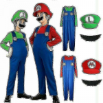 Vaikams Berniukams Mergaitėms Super Mario Luigi Santechnikas Broliai Karnavaliniai Drabužiai Kostiumas Y 10-12 years žalia