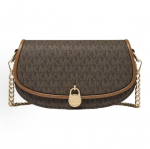 Michael Kors MK Mila Monogramos Auksinis Užraktas Per Petį Mažas Moteri&scaron;kas Krep&scaron;ys Tamsiai Rudas 35F5GIMC1B-200 Shopping Bag Set(Basic Set+Shopping Bag)