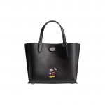 Coach X Disney Bendradarbiavimas Willow 24 Pelės Peliuko Spaudinys Didelės Talpos Magnetinis Užsegimas Odinė Totoro Rankinė Moteri&scaron;kos Totoro Rankinės Juoda CQ794-LHBLC Basic Set (Bag+Dust Bag)