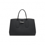 Longchamp Le Roseau Odinė Rankinė su Logotipu 40 Moteri&scaron;kos Rankinės Juoda 10059HPN001 Basic Set (Bag+Dust Bag)