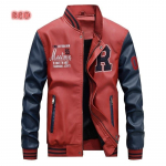 Striukė Vyri&scaron;ki Siuvinėjimai Beisbolo striukės Pu odiniai paltai Slim Fit College Pilot Casaco Masculino M