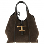 Tods T Timeless Prekės ženklo logotipas Auksinė furnitūra Karvės odos pirkinių krep&scaron;ys Rankinė Mini moteri&scaron;ka tote rudos spalvos XBWTSBA9100P3AS808 Basic Set (Bag+Dust Bag)