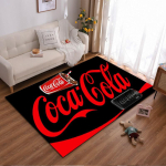 Raudonas ir juodas Coca Cola logotipas kilimas svetainės dekoravimui Tinka naudoti kaip neslystantis kilimėlis svetainės, miegamojo sofoms 100x150cm( 39x59in)