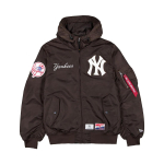 New Era X Alpha Industries Bendradarbiavimas FW24 Niujorko Yankees Pilotinis Logotipas Raidė Užtraukiama Hoody Unisex Striukė Ruda 60564183 S black