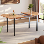 Klasikinis i&scaron;tiesiamas valgomojo stalas medžio spalvos 120 cm, teleskopinis ilgis iki 160 cm, didelio stiprumo lydinio atrama, tinkamas 4-6 žmonėms 160 x 80 x 75 cm