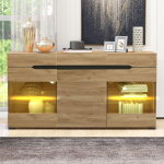 =306354355BAA LED komoda Modernūs svetainės baldai 3 durys 3 stalčiai Spintelė su stalčiais su daug vietos jūsų svetainės zonai 140 x 35 x 80 cm