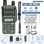 Baofeng UV-9R PRO Racija IP68 Atspari Vandeniui Viso Dažnių Juosta Belaidžio Dažnio Kopijavimo 128CH AM FM Tipo C Ilgo Nuotolio Dvipusis Radijo Ry&scaron;ys US