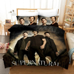 Populiaraus TV serialo &bdquo;Supernatural&ldquo; patalynės komplektas Antklodė 3D spausdinimas Prabangus užvalkalas antklodei Namų tekstilės dekoras Karalienės, Karaliaus, Viengulio dydžio EU Single 135*200cm/53x79in 3pcs